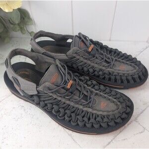 KEEN Uneek Mens Grey Orange Cord Sandals Water Boat Shoes Size 10 US 43 EU